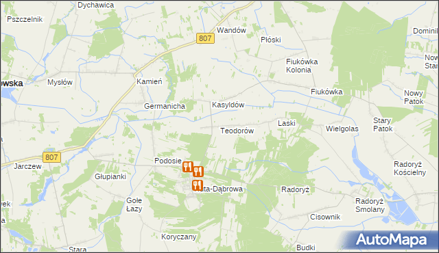 mapa Teodorów gmina Krzywda, Teodorów gmina Krzywda na mapie Targeo