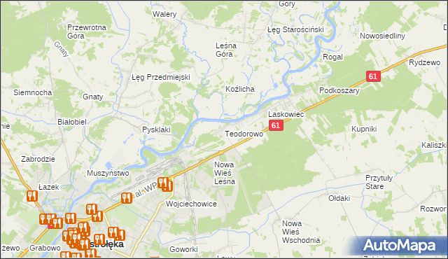 mapa Teodorowo gmina Rzekuń, Teodorowo gmina Rzekuń na mapie Targeo