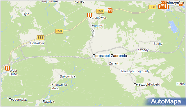 mapa Tereszpol-Zaorenda, Tereszpol-Zaorenda na mapie Targeo