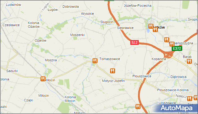 mapa Tomaszowice gmina Jastków, Tomaszowice gmina Jastków na mapie Targeo