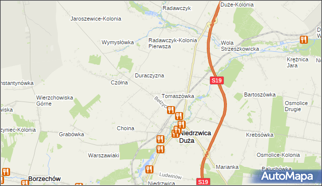 mapa Tomaszówka gmina Niedrzwica Duża, Tomaszówka gmina Niedrzwica Duża na mapie Targeo