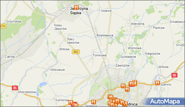 mapa Tomkowa, Tomkowa na mapie Targeo