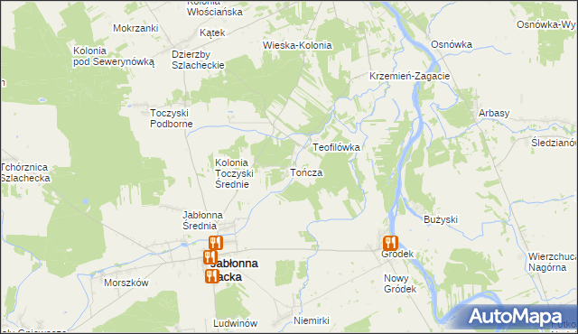 mapa Tończa gmina Jabłonna Lacka, Tończa gmina Jabłonna Lacka na mapie Targeo