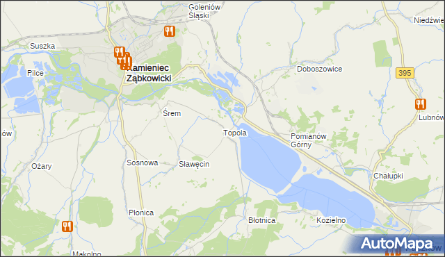 mapa Topola gmina Kamieniec Ząbkowicki, Topola gmina Kamieniec Ząbkowicki na mapie Targeo