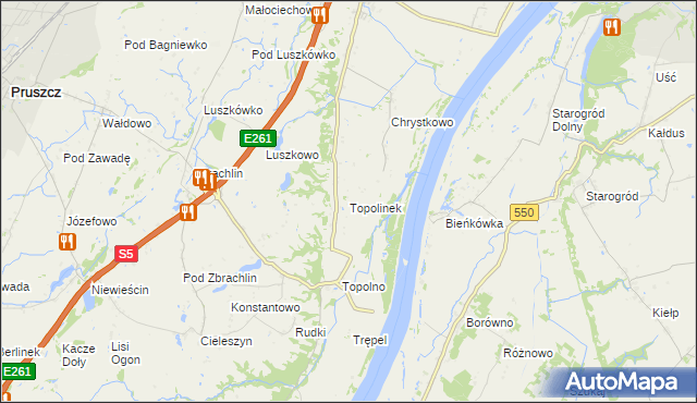 mapa Topolinek gmina Świecie, Topolinek gmina Świecie na mapie Targeo