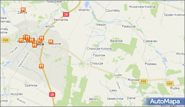 mapa Toporów gmina Łosice, Toporów gmina Łosice na mapie Targeo