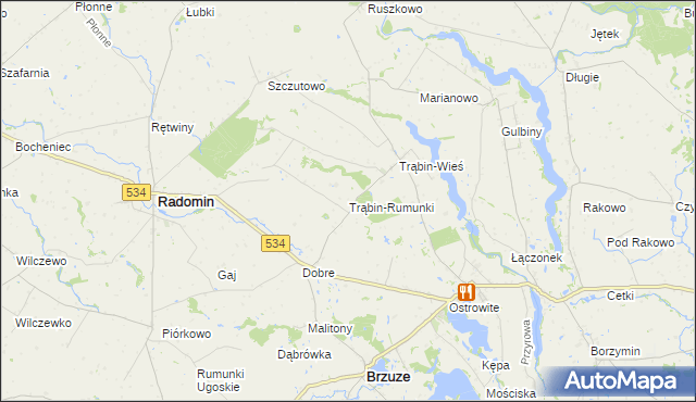 mapa Trąbin-Rumunki, Trąbin-Rumunki na mapie Targeo