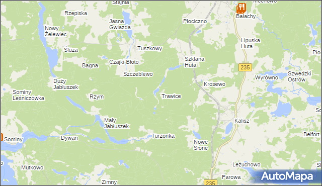mapa Trawice, Trawice na mapie Targeo