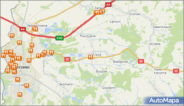 mapa Trójca gmina Zgorzelec, Trójca gmina Zgorzelec na mapie Targeo