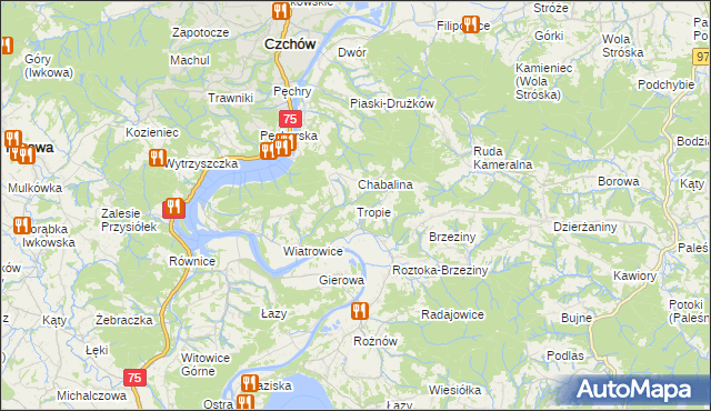 mapa Tropie gmina Gródek nad Dunajcem, Tropie gmina Gródek nad Dunajcem na mapie Targeo