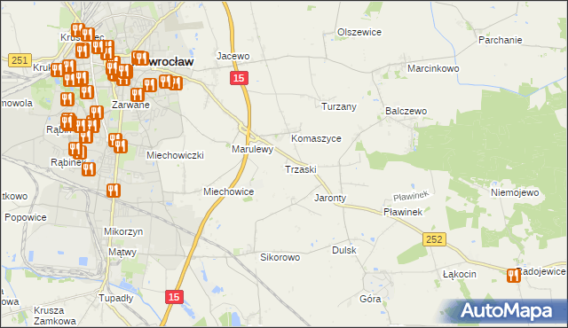 mapa Trzaski gmina Inowrocław, Trzaski gmina Inowrocław na mapie Targeo