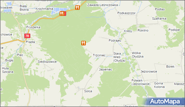 mapa Trzciniec gmina Kroczyce, Trzciniec gmina Kroczyce na mapie Targeo