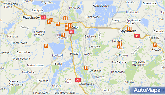 mapa Trzebieńczyce, Trzebieńczyce na mapie Targeo