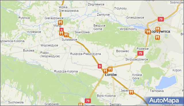 mapa Trzebiesławice, Trzebiesławice na mapie Targeo