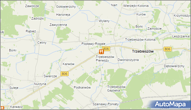 mapa Trzebieszów Pierwszy, Trzebieszów Pierwszy na mapie Targeo