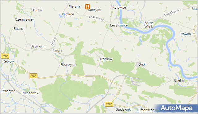 mapa Trzęsów gmina Grębocice, Trzęsów gmina Grębocice na mapie Targeo