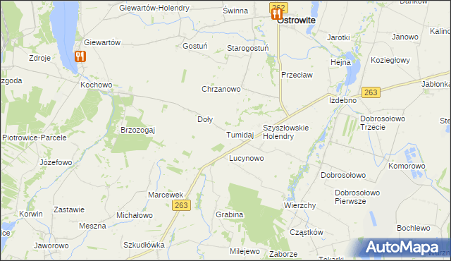mapa Tumidaj gmina Ostrowite, Tumidaj gmina Ostrowite na mapie Targeo