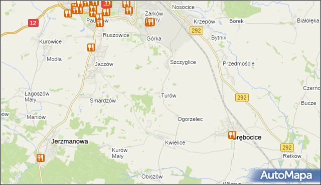 mapa Turów gmina Głogów, Turów gmina Głogów na mapie Targeo