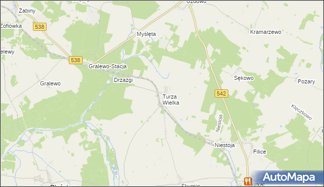 mapa Turza Wielka gmina Działdowo, Turza Wielka gmina Działdowo na mapie Targeo