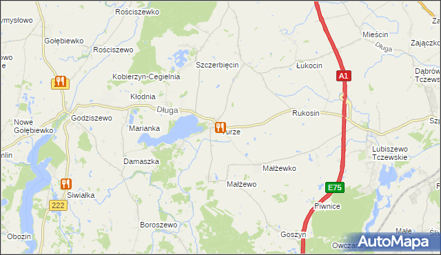 mapa Turze gmina Tczew, Turze gmina Tczew na mapie Targeo