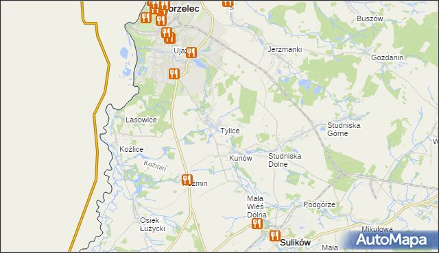 mapa Tylice gmina Zgorzelec, Tylice gmina Zgorzelec na mapie Targeo