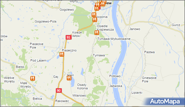 mapa Tymawa gmina Gniew, Tymawa gmina Gniew na mapie Targeo