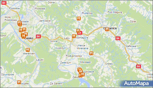 mapa Uherce Mineralne, Uherce Mineralne na mapie Targeo