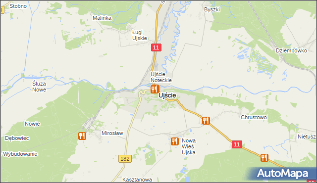 mapa Ujście powiat pilski, Ujście powiat pilski na mapie Targeo