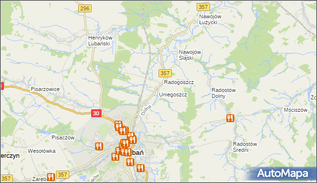 mapa Uniegoszcz, Uniegoszcz na mapie Targeo