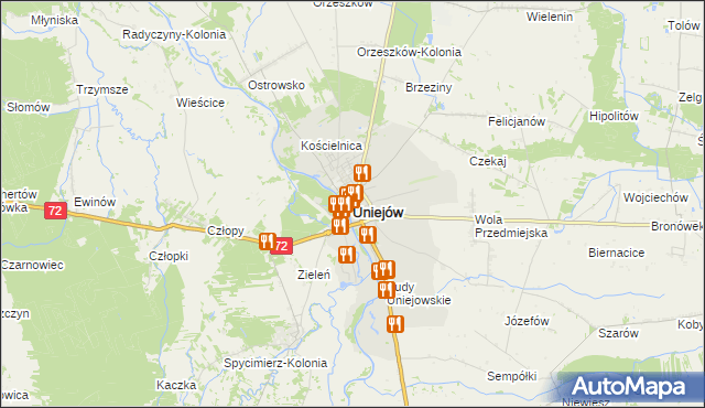 mapa Uniejów, Uniejów na mapie Targeo