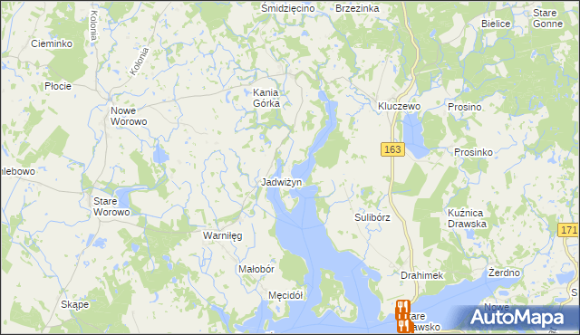 mapa Uraz gmina Złocieniec, Uraz gmina Złocieniec na mapie Targeo