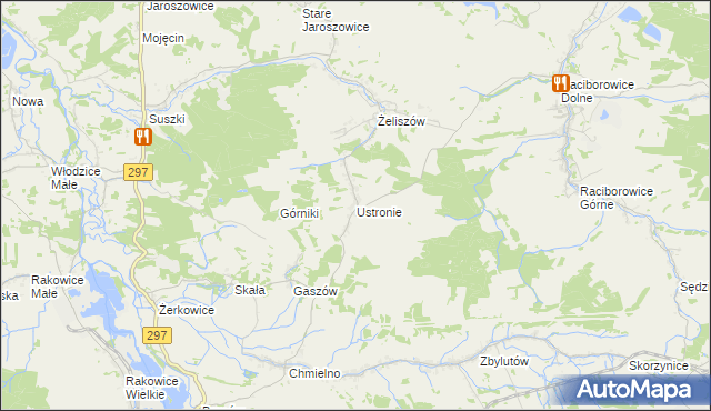 mapa Ustronie gmina Lwówek Śląski, Ustronie gmina Lwówek Śląski na mapie Targeo