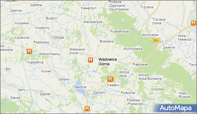 mapa Wadowice Górne, Wadowice Górne na mapie Targeo