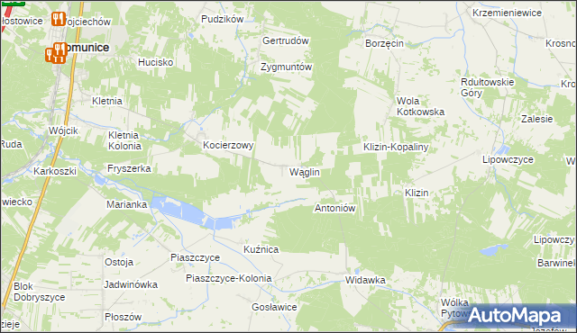 mapa Wąglin, Wąglin na mapie Targeo