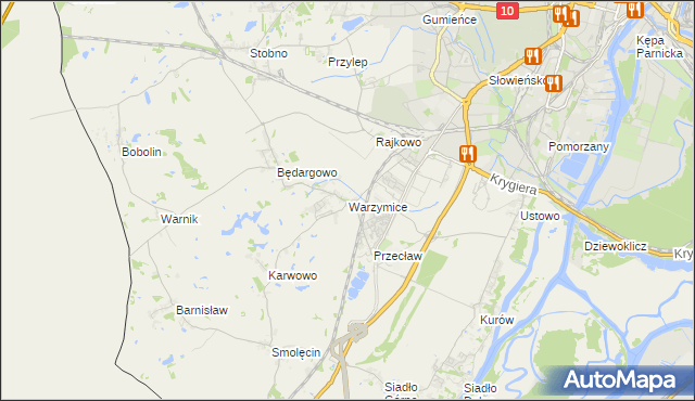 mapa Warzymice, Warzymice na mapie Targeo