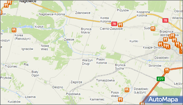 mapa Warzyn Pierwszy, Warzyn Pierwszy na mapie Targeo