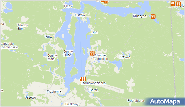 mapa Wdzydze Tucholskie, Wdzydze Tucholskie na mapie Targeo