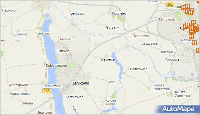 mapa Węgierce gmina Pakość, Węgierce gmina Pakość na mapie Targeo