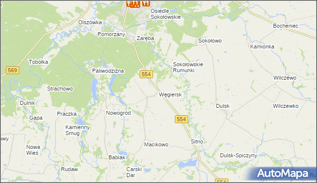 mapa Węgiersk, Węgiersk na mapie Targeo