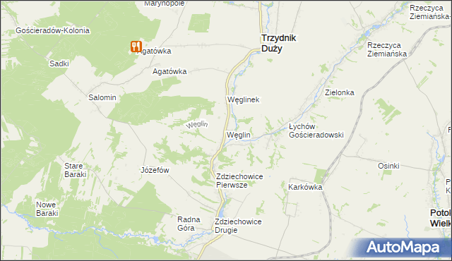 mapa Węglin gmina Trzydnik Duży, Węglin gmina Trzydnik Duży na mapie Targeo