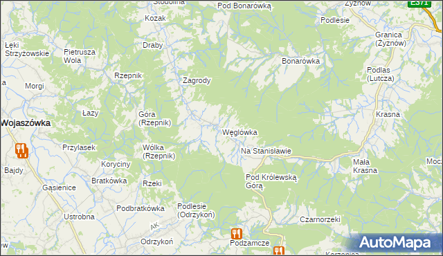 mapa Węglówka gmina Korczyna, Węglówka gmina Korczyna na mapie Targeo