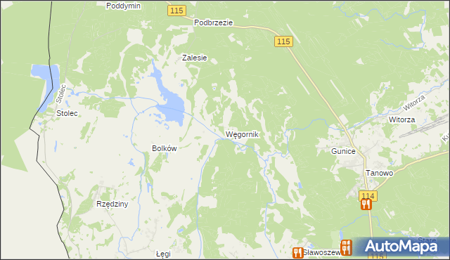 mapa Węgornik, Węgornik na mapie Targeo