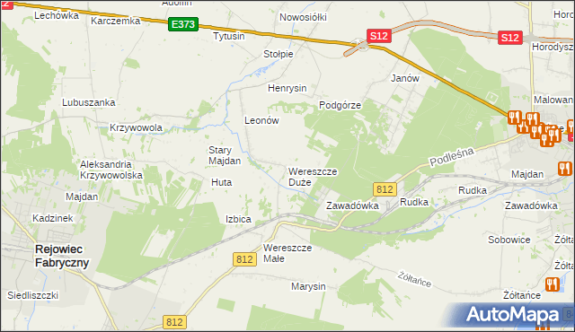 mapa Wereszcze Duże, Wereszcze Duże na mapie Targeo