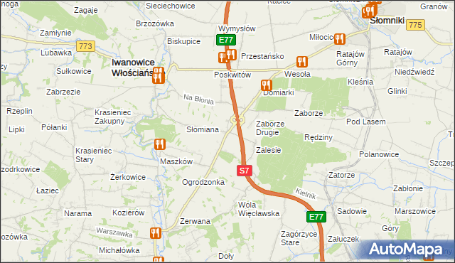 mapa Widoma gmina Iwanowice, Widoma gmina Iwanowice na mapie Targeo