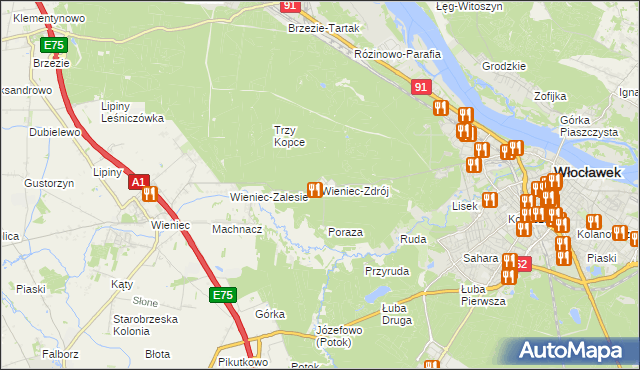 mapa Wieniec-Zdrój, Wieniec-Zdrój na mapie Targeo