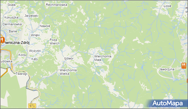 mapa Wierchomla Mała, Wierchomla Mała na mapie Targeo