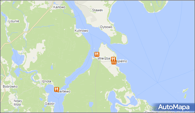 mapa Wierzba gmina Ruciane-Nida, Wierzba gmina Ruciane-Nida na mapie Targeo