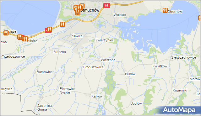 mapa Wierzbno gmina Otmuchów, Wierzbno gmina Otmuchów na mapie Targeo