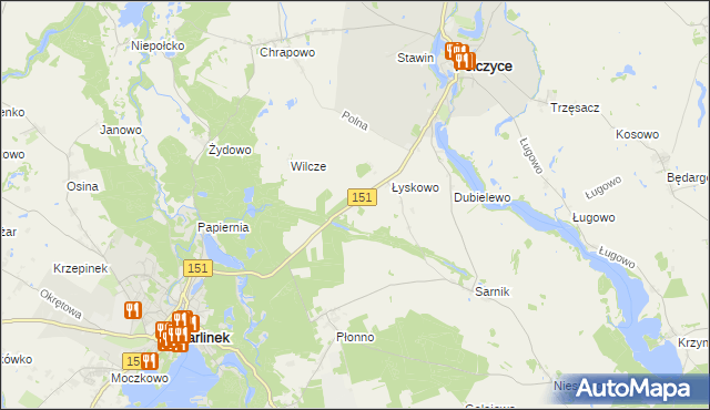 mapa Wierzchno gmina Pełczyce, Wierzchno gmina Pełczyce na mapie Targeo