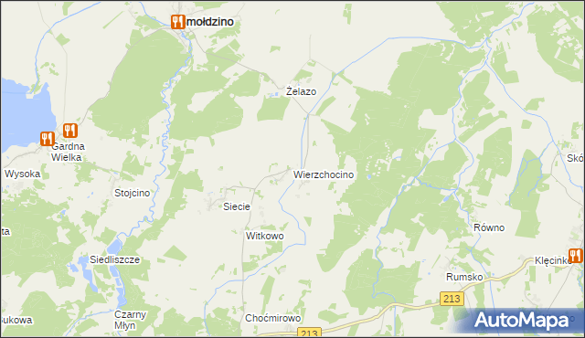 mapa Wierzchocino, Wierzchocino na mapie Targeo